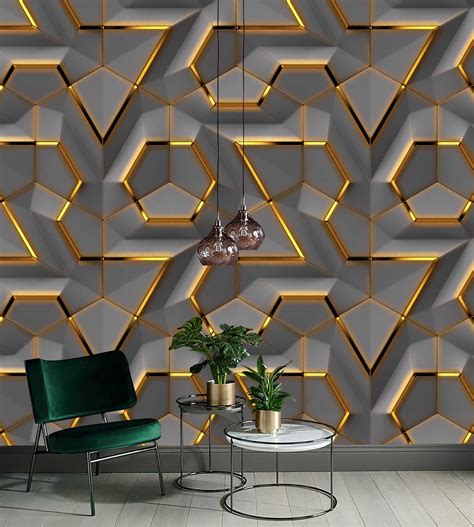 gray panel gold look decor geometric background wallpaper self adhesive peel and stick wall