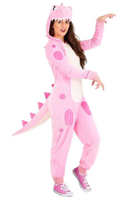 Women S Pink Dinosaur Onesie Walmart Com