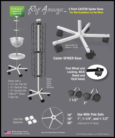 Retail Mobile Pole Stand Base 5 Leg Metal Base Wcasters Made In