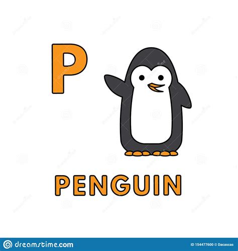 Vector Cute Cartoon Animals Alphabet Penguin Illustration