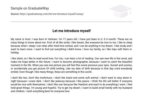 Let Me Introduce Myself Narrative Essay Essay Example Graduateway