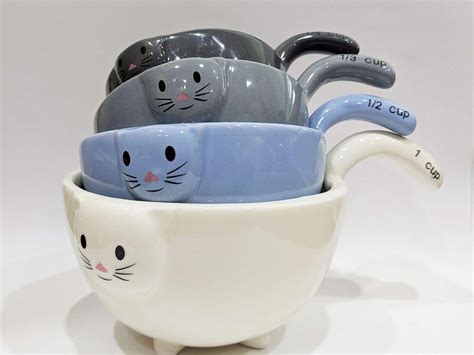 Ceramic Cat Measuring Cupsbaking Bowls Uk Kitchen And Home