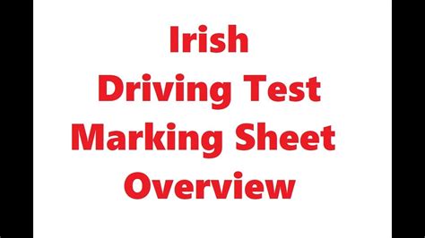 Irish Driving Test Marking Sheet Overview Youtube