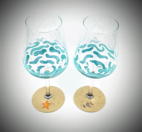 Beach Glasses Hand Painted Unique Wine Glass Wedding Ts Painting Unique Wedding Ts