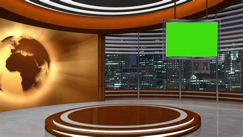 News Tv Studio Set Virtual Green Screen Background Loop Hd Stock Images