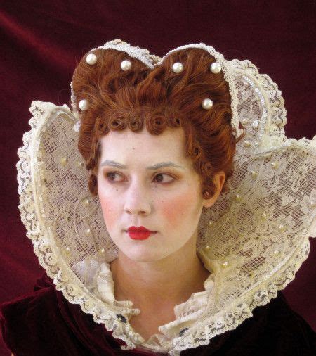 They tied it into a heart shape and formed it with wire. Elizabethan Makeup and Hair (front view) | Women's ...