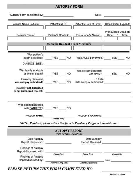 Autopsy Report Template Fill Online Printable Fillable Blank