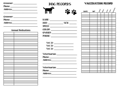 Dog Recordshappy Planner Printabledog Mom Vet Records Dog Etsy