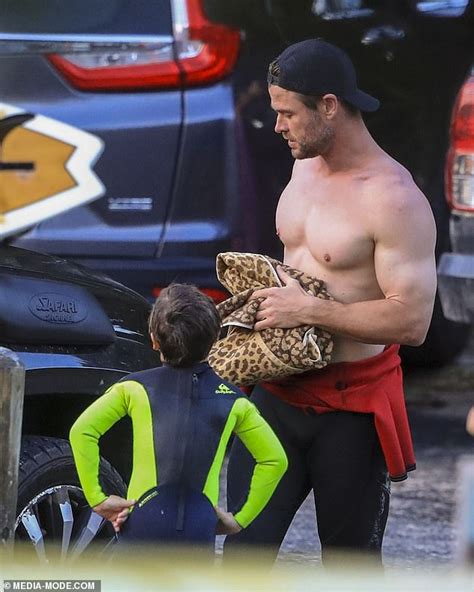 Chris Hemsworth Flaunts His Muscles During Homeschool Surf Session In
