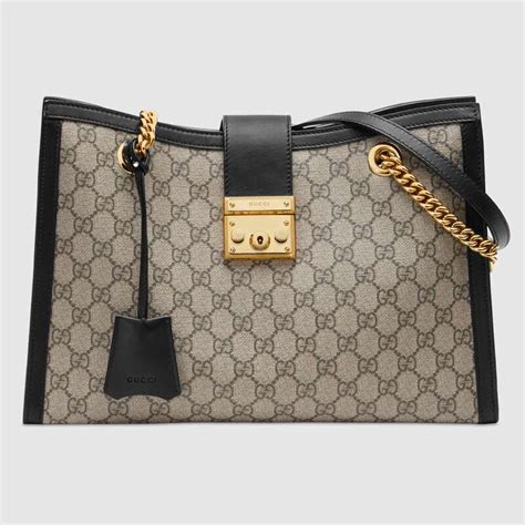 Gucci Gg Women Padlock Gg Medium Shoulder Bag In Gg Supreme Canvas With Leather Lulux