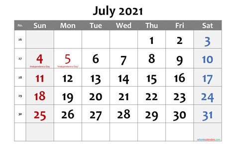 Editable July 2021 Calendar Template Nocd21m19