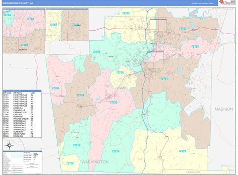 Washington County Ar Wall Map Color Cast Style By Marketmaps