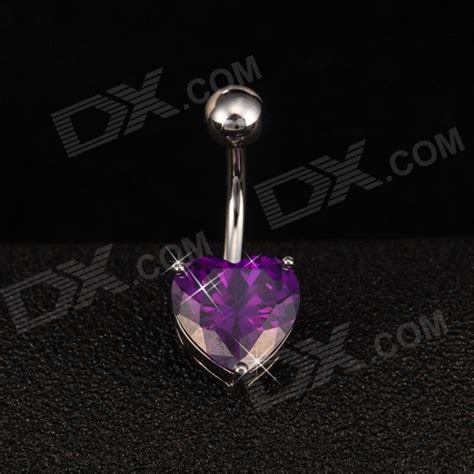 Body Surgical Piercing Rhinestones Copper Decorative Navel Ring Belly Button Silve R Purple