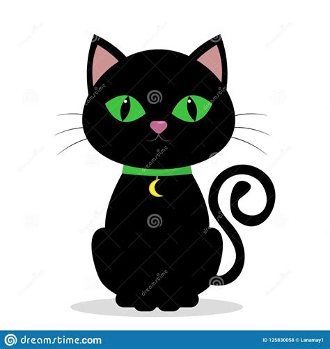 Black Cat With Green Eyes On The Neck Of A Medolene In The Shape Of