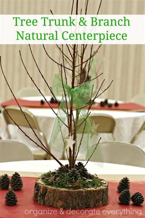 Tree Trunk Slice And Branch Centerpiece Tree Trunk Slices Tree Branch Decor Branch Centerpieces