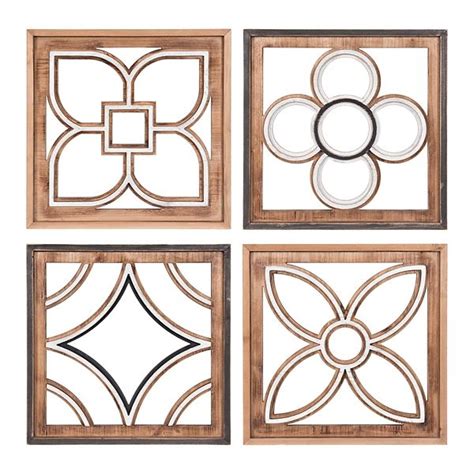 Geometric Wood Cutout Wall Plaques Set Of 4 Kirklands Wood Wall