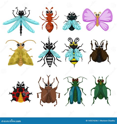 Cartoon Insect Bug Vector Set Stock Vector Illustration Of Character