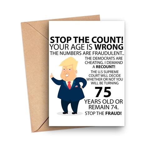 Funny 75th Birthday Card Funny Trump 75th Birthday Card Etsy