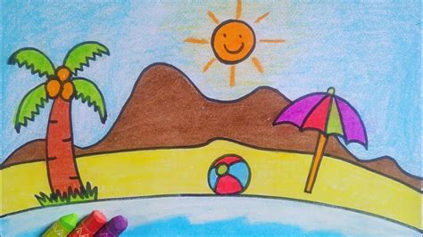 Give your child a zentangle project and see how quickly he or she gets. Summer beach drawing for kids / easy drawing - YouTube