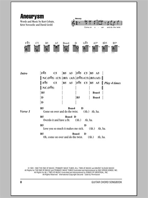 Aneurysm By Nirvana Guitar Chordslyrics Guitar Instructor