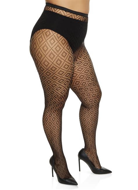 plus size patterned tights