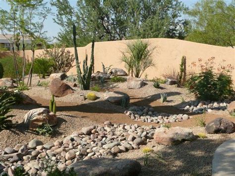 Amazing Desert Landscaping Ideas With Small Plants Also Brown Smooth