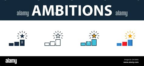 Ambitions Icon Set Premium Symbol In Different Styles From