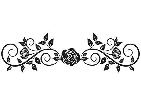 Finden sie mehr flower silhouette ornate cliparts Wandtattoo Rosenranke mit Blätter | Wandtattoo Rosen Ranke