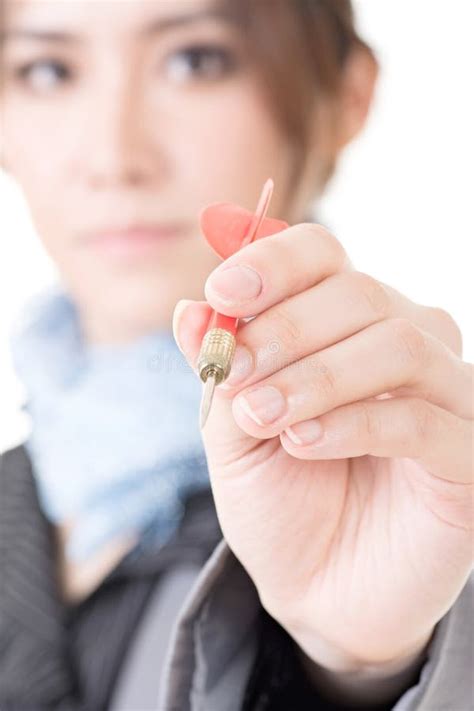 Asian Businesswoman With Dart In Hand Stock Image Image Of Background