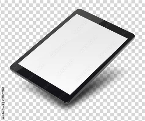 Tablet Pc Computer With Blank Screen On Transparent Background Stock