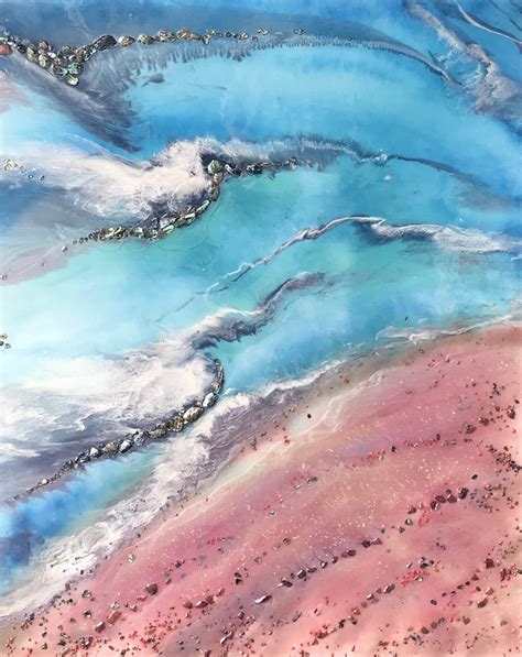 Azure Coastline Original With Abalone Shells And Coral Ocean Artwork
