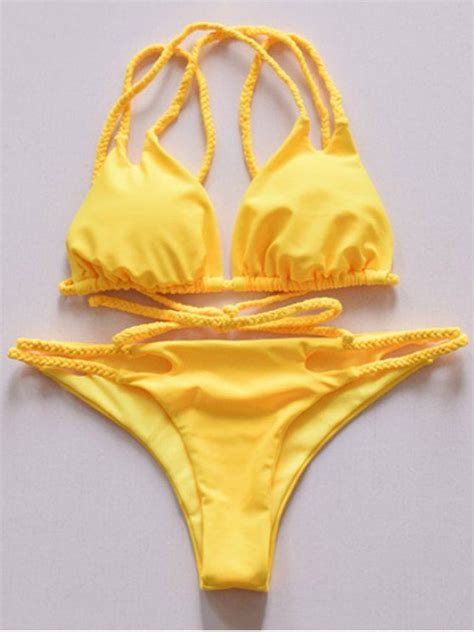 24 Off 2021 Yellow Spaghetti Strap Bikini Set In Yellow Zaful