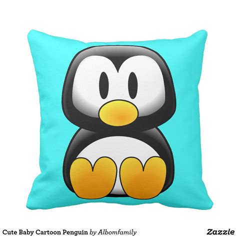 Cute Baby Cartoon Penguin Throw Pillow Cute Baby Cartoon