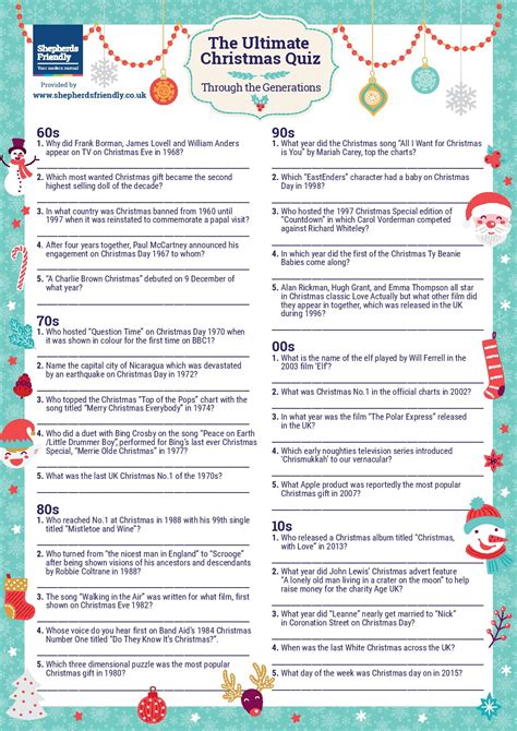 The american heart association offers these answers by heart patient information sheets address cardiovascular conditions, treatments and tests, and lifestyle and risk reduction. The Ultimate Christmas Quiz Printable | Shepherds Friendly