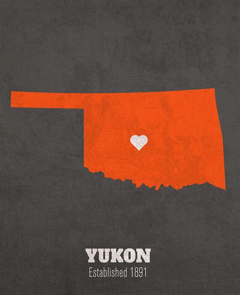 Yukon Oklahoma City Map Founded 1891 Oklahoma State University Color