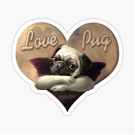 Winged Love Pug Cherub Sticker For Sale By Mudgestudios Redbubble