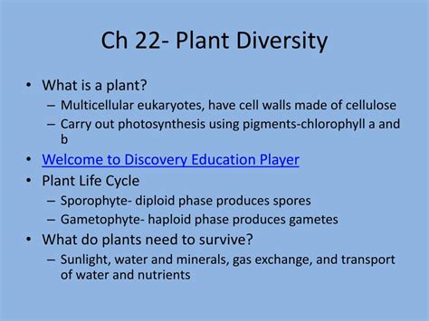 Ppt Ch 22 Plant Diversity Powerpoint Presentation Free Download