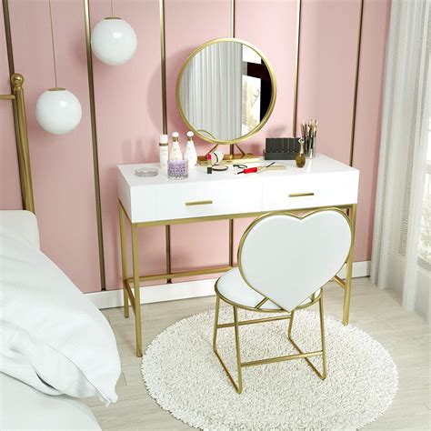 Green makeup vanity set expandable dressing table with mirror&side cabinet&stool. Mecor Vanity Table Set with Mirror,White Vanity Desk Wood ...