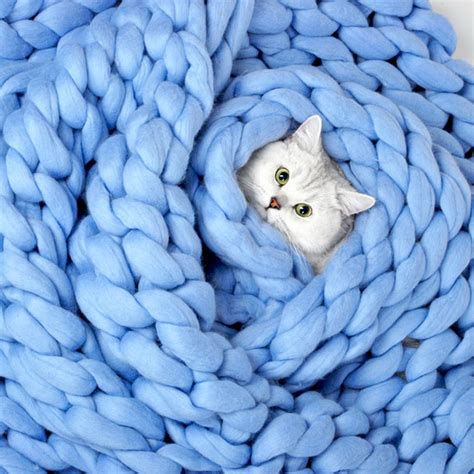 Chunky Knit Blanket Giant Knit Blanket Cat Blanket Thick Etsy Chunky Knit Blanket Pattern