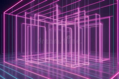 Pink Laser Beams Room Generative Ai Stock Illustration Illustration