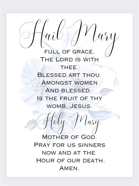 Hail Mary Full Of Grace Digital Print Scripture Print Catholic