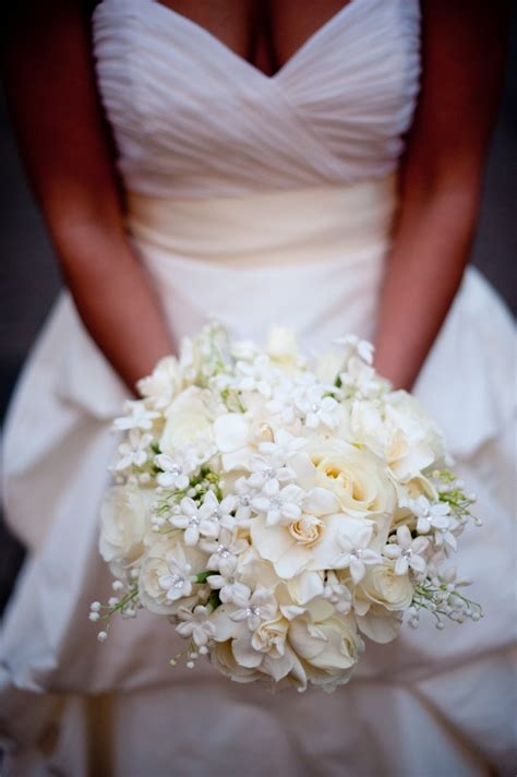 bouquet of the week a bridal bouquet with white stephanotis creamy gardenia ivory roses and