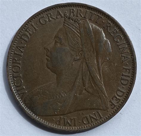 1897 Queen Victoria One Penny M J Hughes Coins