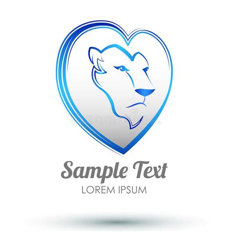 Lion Heart Icon Design Lion Head And Love Heart Emblem Stock Vector