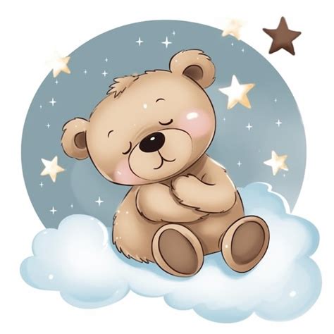 Premium Ai Image Teddy Bear Sleeping On A Cloud