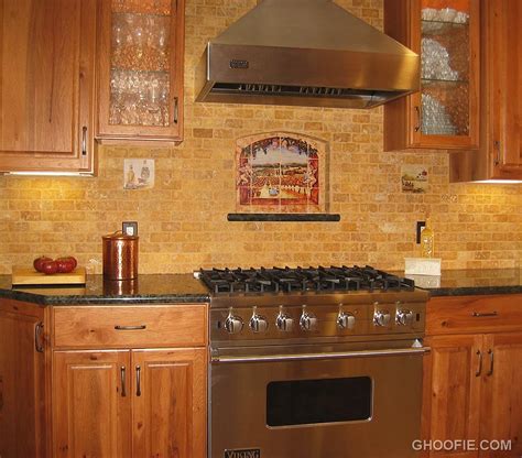 Fascinating Brick Tile Kitchen Backsplash Range Hood Modern Stove My
