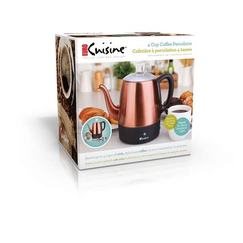 Euro Cuisine Electric Coffee Percolator With 4 Cup Capacity Copper Finish Ea2 Canex