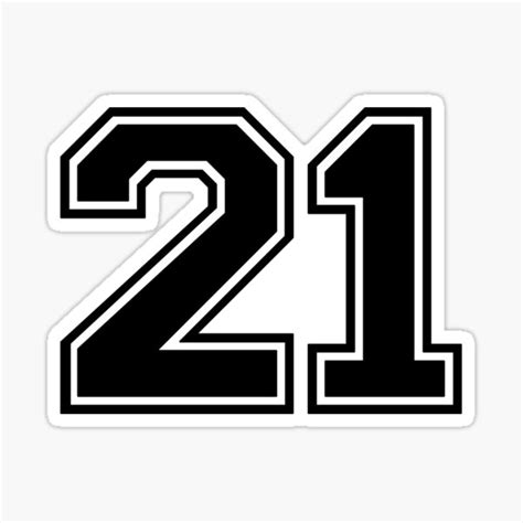 Varsity Team Sports Uniform Number 21 Black Sticker For Sale By