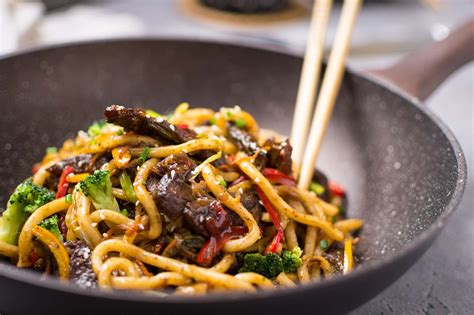 Udon Stir Fry Noodles With Beef And Vegetables Recipe