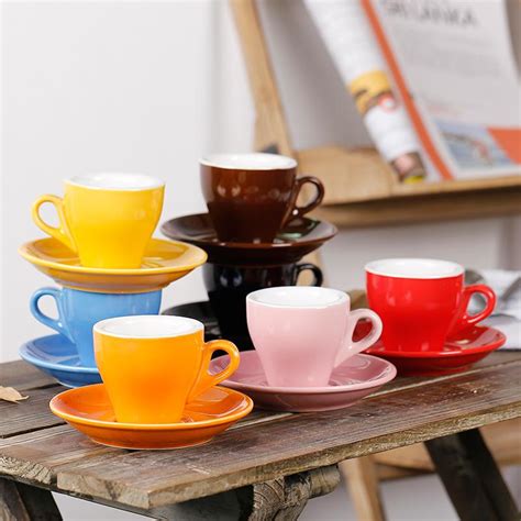 Ml Colorful Customized Logo Ceramic Espresso Cup And Saucer